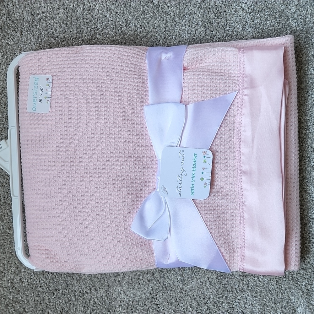 NWT Starting Out. Satin Trim Baby Blanket